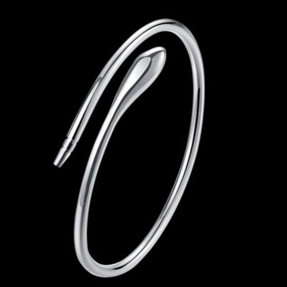 Silver 925 Snake Serpent Cuff Bangle Bracelet - Picture 4 of 4